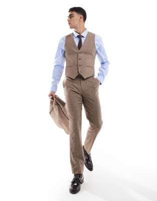 Asos Design Slim Wool Blend Suit Vest