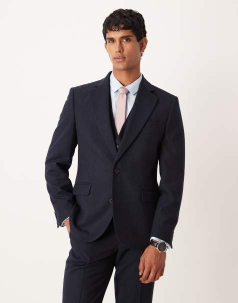 ASOS DESIGN slim wool look suit jacket in navy - view 1
