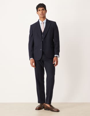 Asos Design Slim Wool Look Suit Jacket In Blue