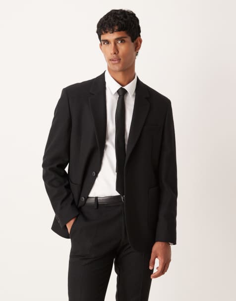 ASOS DESIGN slim wool mix suit jacket in black - view 1