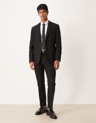 Asos Design Slim Wool Mix Suit Jacket In Black