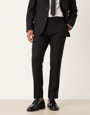 Asos Design Slim Wool Mix Suit Pants In Black