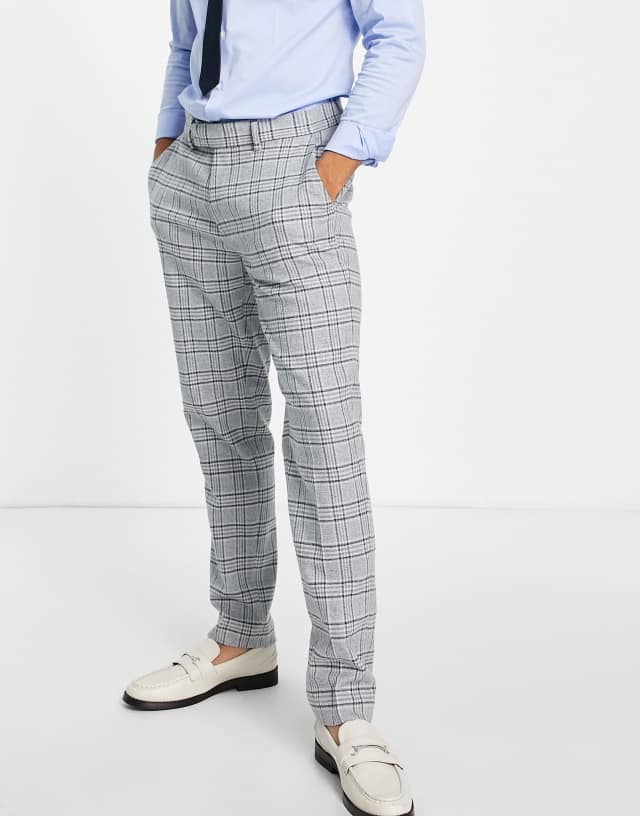 ASOS DESIGN slim wool mix suit pants in blue plaid