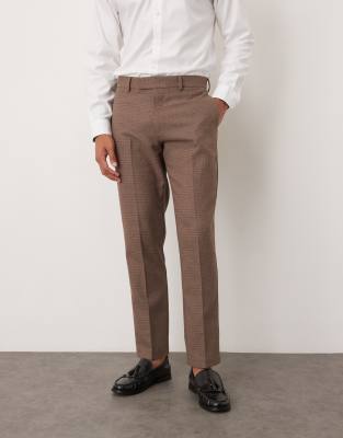 Asos Design Slim Wool Mix Suit Pants In Brown