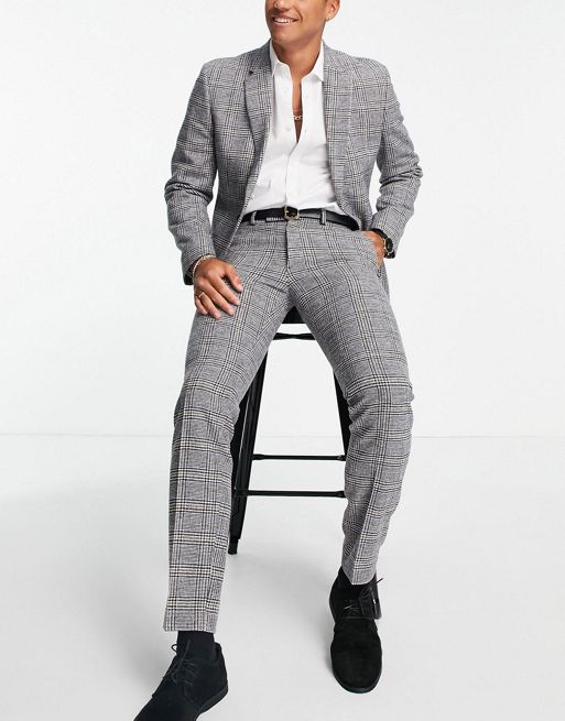 Straight-Leg Prince Of Wales Checked Wool Suit Trousers