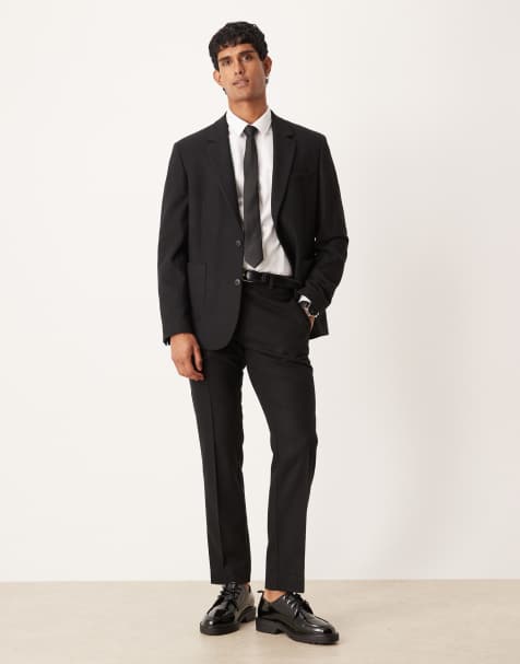 ASOS DESIGN slim wool mix suit trousers in black - view 1