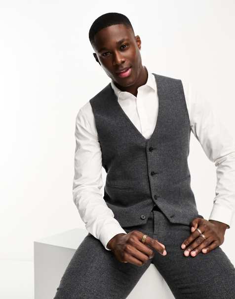 ASOS DESIGN jersey suit suit vest in black