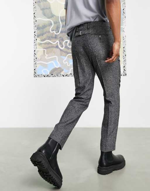 PLAIN STRETCH TROUSER W/ SIDE CINCH - GREY