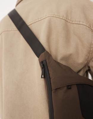 Asos Design Sling Crossbody Bag In Brown