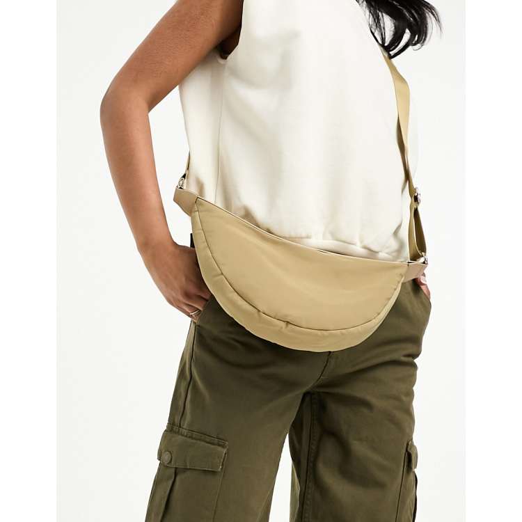 ASOS DESIGN sling nylon crossbody bag in camel