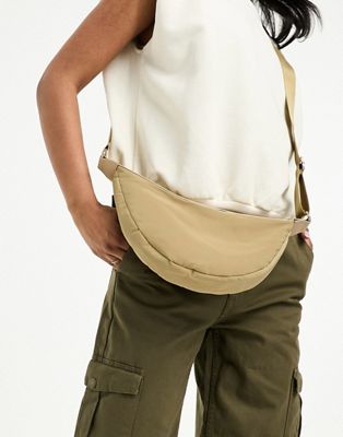 ASOS DESIGN sling nylon crossbody bag in camel