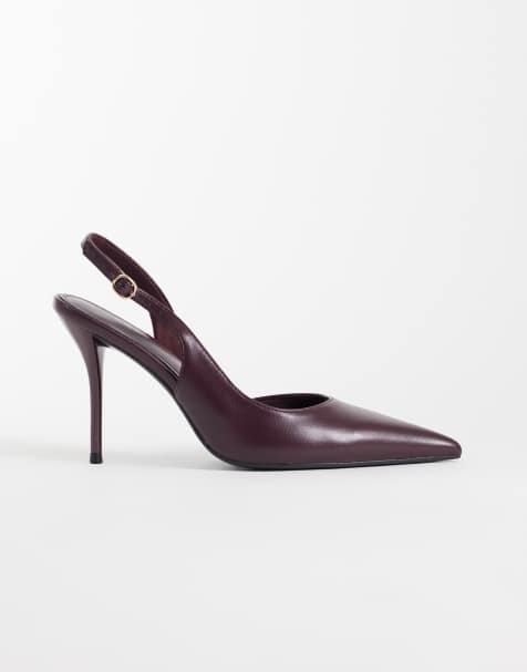 ASOS DESIGN Slingback-Stilettos mit Absatz in Burgunderrot - view 1