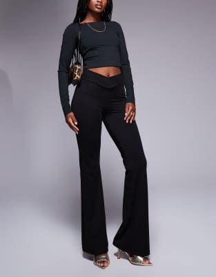 Asos Design Slinky Base Layer Flares With V-waist Band In Black