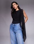 [ASOS DESIGN] ASOS DESIGN slinky bodysuit with mesh cape detail in black M Black
