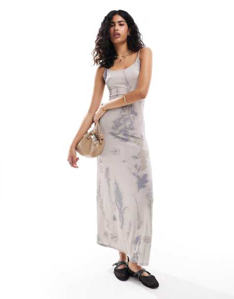 ASOS DESIGN slinky cami dress with low back in shadow floral print - view 1
