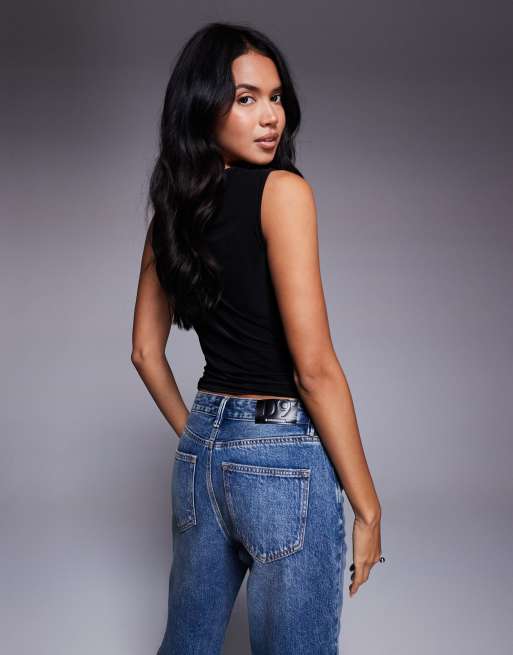 ASOS DESIGN slinky cowl drape top in black, 4 of 4