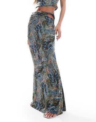 Asos Design Slinky Cut-out Hip Maxi Skirt