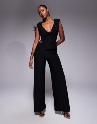 Asos Design Slinky Cut Out Jumpsuit In Black