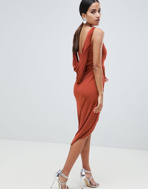 Draped back shop cocktail dress