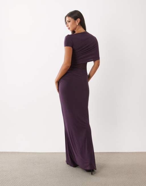 ASOS DESIGN slinky draperet mesh-kolonnkjole med udskæring i blomme, 4 af 4