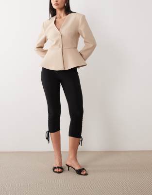 Asos Design Slinky Drawstring Capri Pants In Black