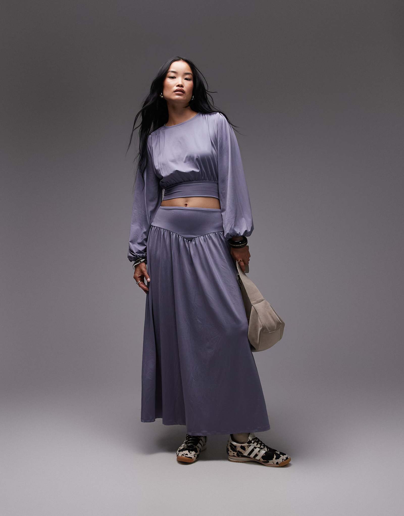 Облегающая пышная юбка с заниженной талией от ASOS DESIGN серого цвета - часть комплекта