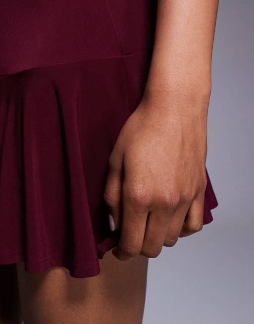 ASOS DESIGN slinky flippy mini skirt in burgundy - part of a set, 5 of 5