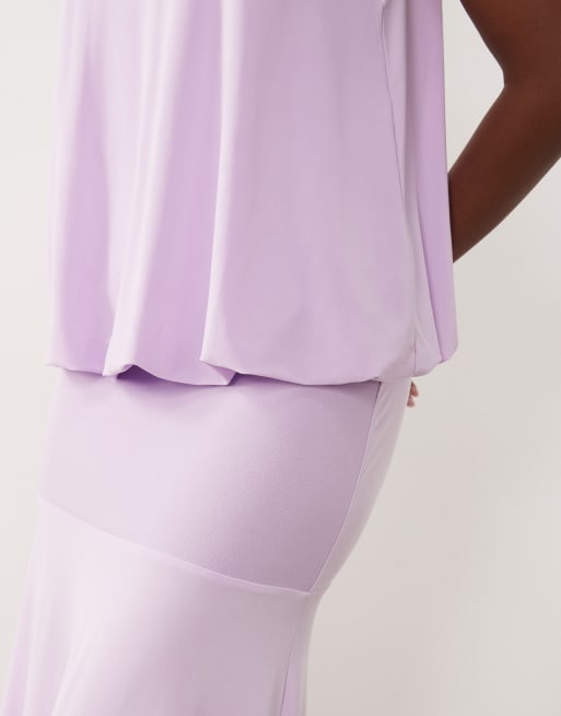 ASOS DESIGN slinky floor length maxi dress with drop waist in lilac, 4 of 4
