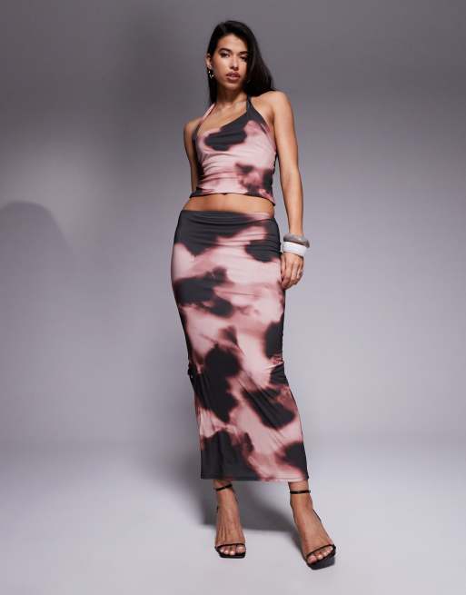 ASOS DESIGN slinky halter neck top in abstract print (part of a set), 3 of 4
