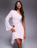 [ASOS DESIGN] ASOS DESIGN slinky hanky hem mini skirt in pink-Brown L Pink