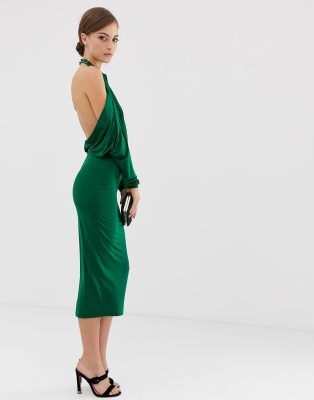 asos green backless dress