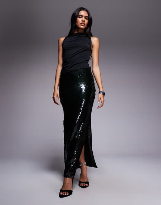 ASOS DESIGN slinky high neck ruched top in black, 3 of 4