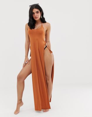 asos design halter maxi dress with split detail