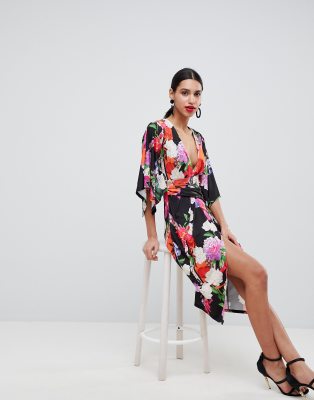 slinky kimono midi dress