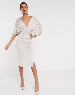 slinky kimono midi dress