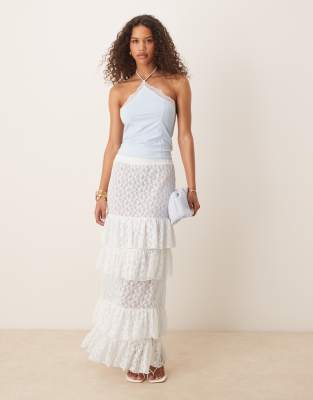 Asos Design Slinky Lace Trim Halter Top