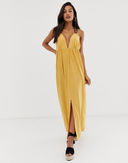 ASOS DESIGN slinky maxi dress with ring detail ASOS