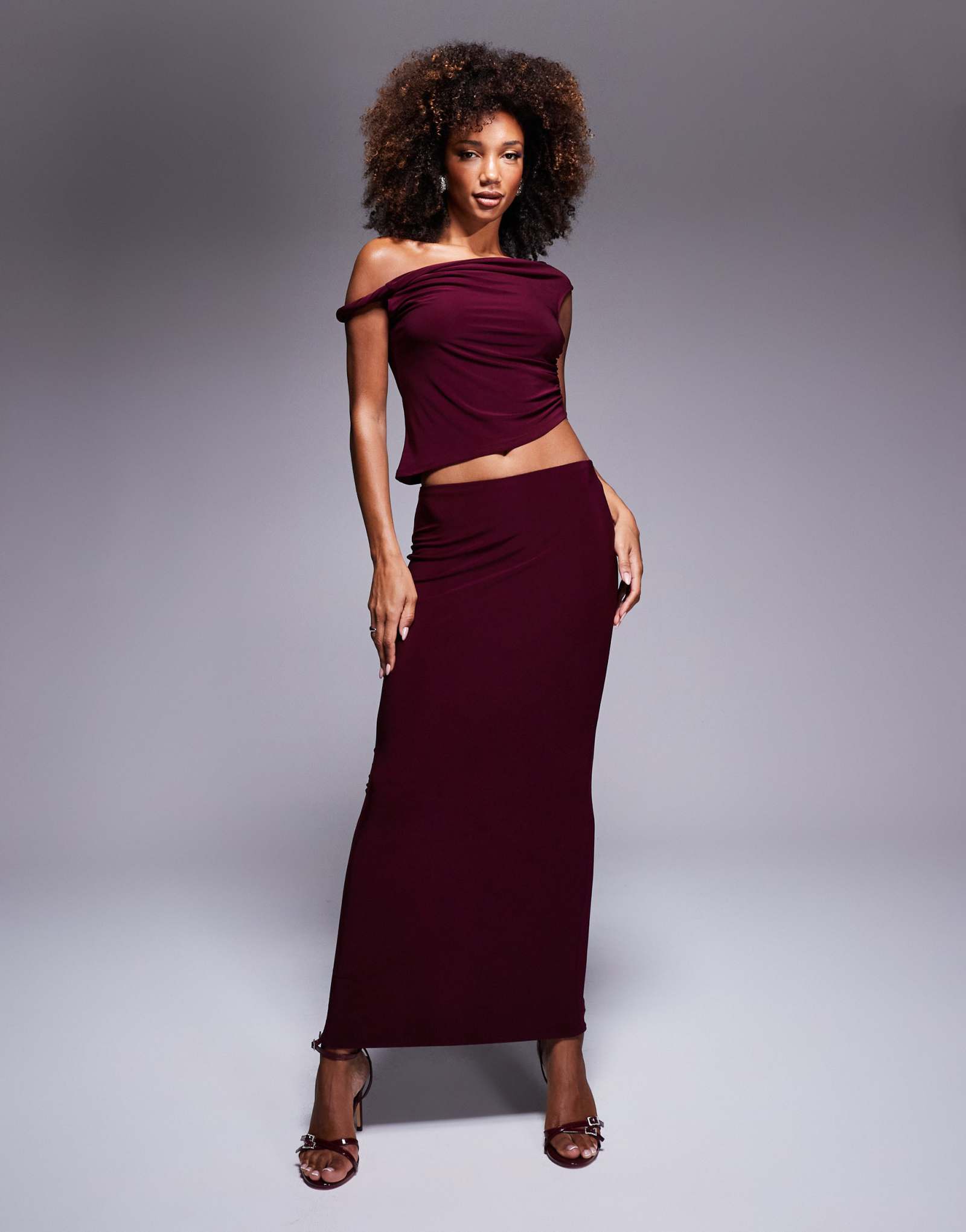 Облегающая макси-юбка бордового цвета от ASOS DESIGN - часть комплекта