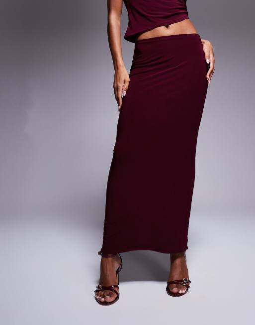 Burgundy designer skirt hotsell