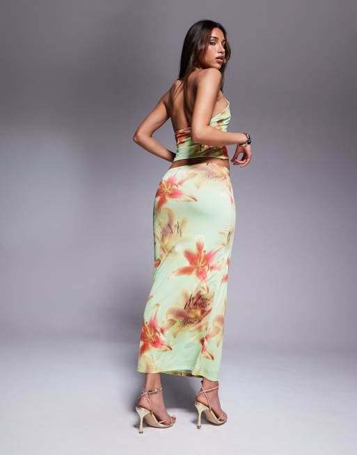 ASOS DESIGN slinky maxi skirt in floral print - part of a set, 4 of 5