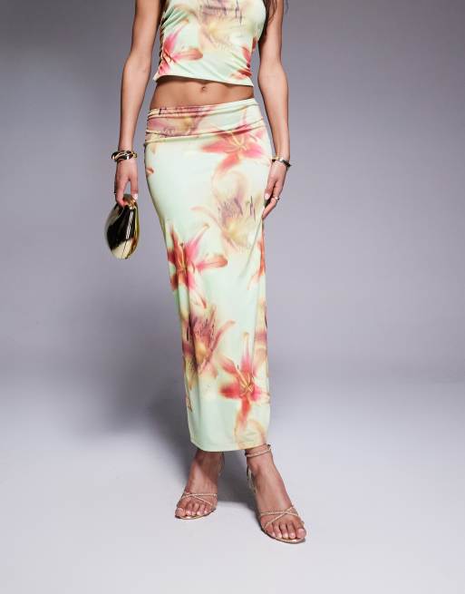 ASOS DESIGN slinky maxi skirt in floral print - part of a set