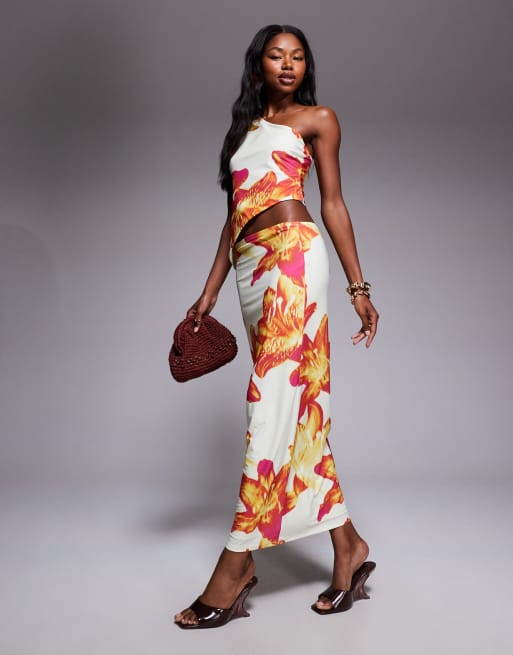 ASOS DESIGN slinky maxi skirt in floral print (part of a set)
