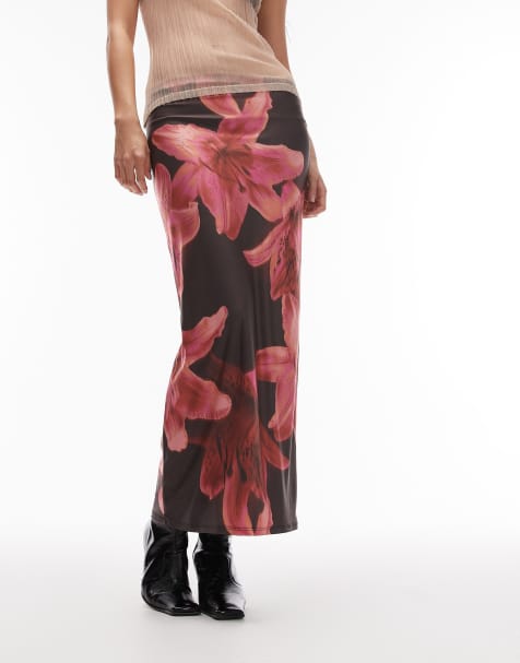 ASOS DESIGN slinky maxi skirt in floral print - view 1
