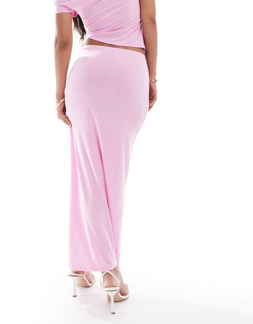 ASOS DESIGN slinky maxi skirt in pink - part of a set