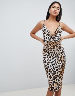 cowl leopard dress