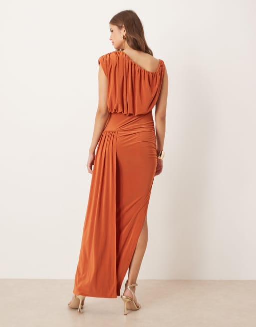ASOS DESIGN slinky midi dress with drape detail