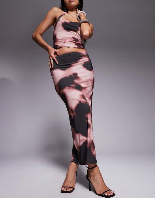 ASOS DESIGN slinky midi skirt in abstract print - part of a set, 3 of 5