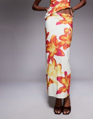 Asos Design Slinky Midi Skirt In Multi