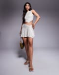 [ASOS DESIGN] ASOS DESIGN slinky mini skirt in cream stripe (part of a set)-White M Cream