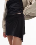 [ASOS DESIGN] ASOS DESIGN slinky mini skort with wrap detail in black L Black